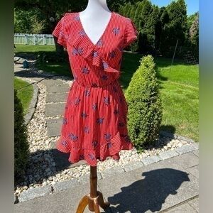 Primark floral, striped with ruffles wrap dress